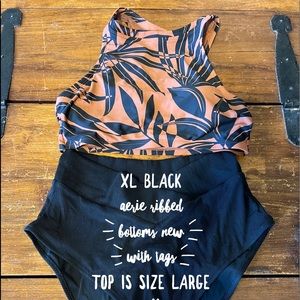 Aerie black ribbed bikini bottoms